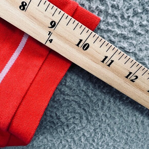 Lacoste Mens Polo Shirt 6 Red Gray Striped Short Sleeve Pullover Logo F4811 - Picture 9 of 9